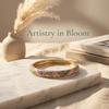 Colorful Gold Plated Floral Bangle Retro Rhinestone Inlay Oil Dipping Cuff  Elegant