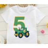 Simpatico Trattore da Fattore 1-8 Anni Buon Compleanno Maglietta Puro Cotone Bambini Regalo Festa di Compleanno Bambini Maglietta Divertente Regalo Magliette Tops