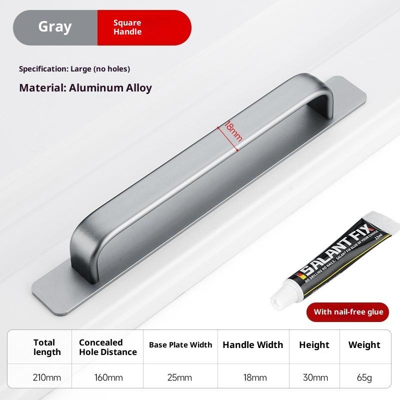 Aluminum Alloy Handle Glass Sliding Door Window Drawer Wardrobe Drill-free Push-pull Bathroom Sticker Door Handle