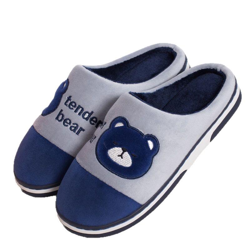 Cotton Slippers Autumn and Winter Thick-bottomed Large-size Home Indoor Warm Soft-bottomed Plush Slippers