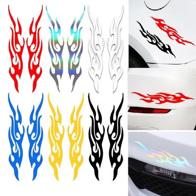 1 par Motorcykel Flam Vinylklistermärke Reflekterande Självhäftande Dekaler Bil Bränsletank Vattentät DIY Dekorationsklistermärken 19*8.3cm