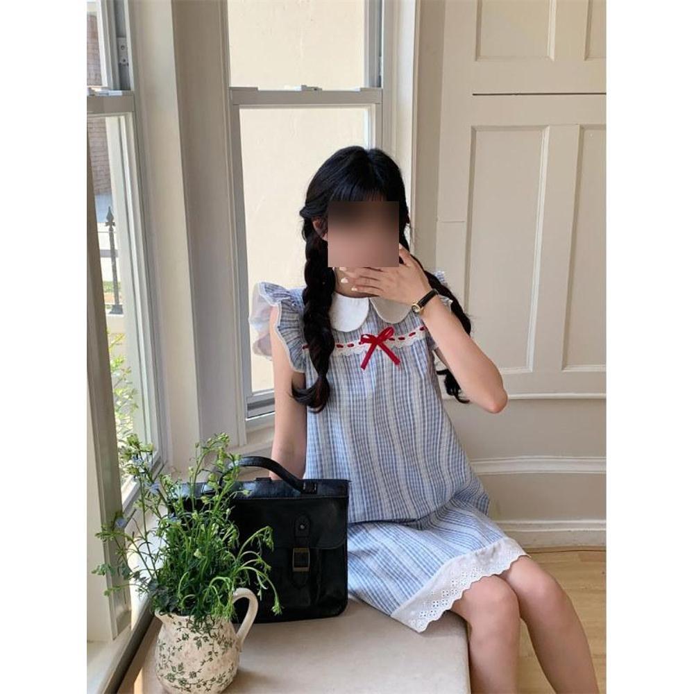 This year's popular French blue cute and sweet dress, female first love, small waist suspender puffy skirt