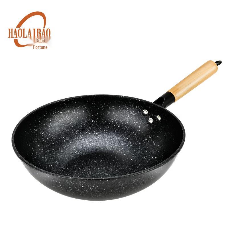 Haolaibao Obsidian Maifan Stein Antihaft-Wok mit Deckel und Dampfeinsatz