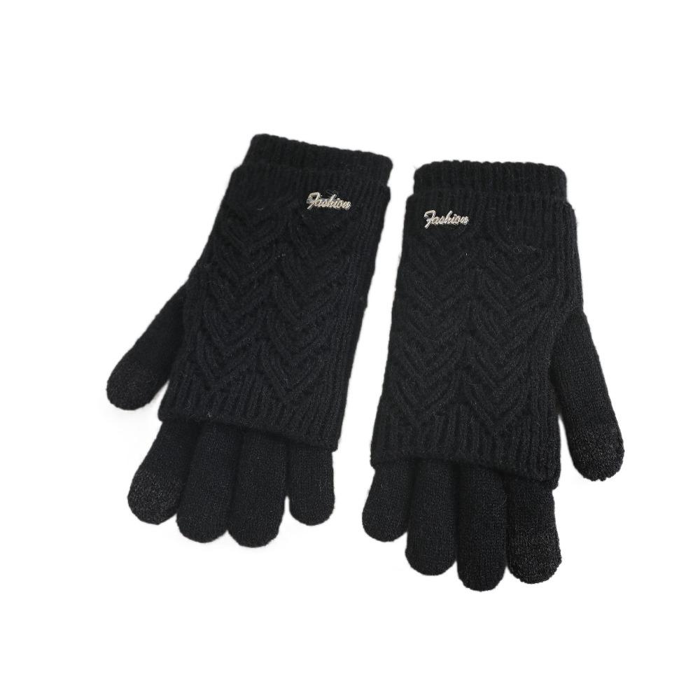 Keep Warm Five-finger Mittens Dual-purpose Cycling Gloves Fashion Knitted Gloves  Woman
