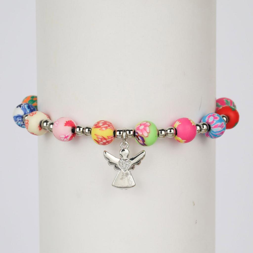 Delicate Pearl Bead Bracelet With Guardian Angel Charm Religious Wrist Chain Gift For Girls Holy Communion Ceremony