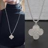 Women's Four-Leaf Clover Diamond Long Necklace - Premium Titanium Steel, Luxurious Colorfast Design