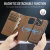 2-in-1 Magnetic Detachable Wallet Case for iPhone 15/15 Pro/15 Pro Max/15 Plus - PU Leather, Card Slots, MagSafe Charging, 360° Protection & Kickstand