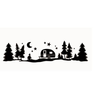 Black Vinyl Car Starry Forest Mountain Graphic Decal Trim Sticker For Camping Rv