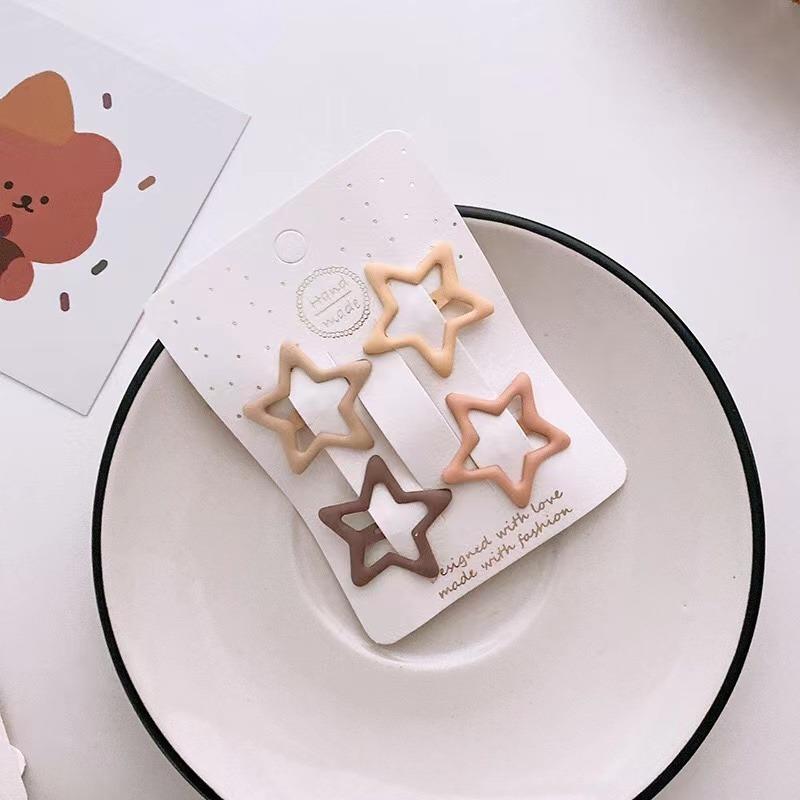 

4pcs/bag New Beige Barrettes for Kids Girl Fashion Lovely Milk Tea Color Hairclip for Children Girl Gift Hair Accessories 4Pcs