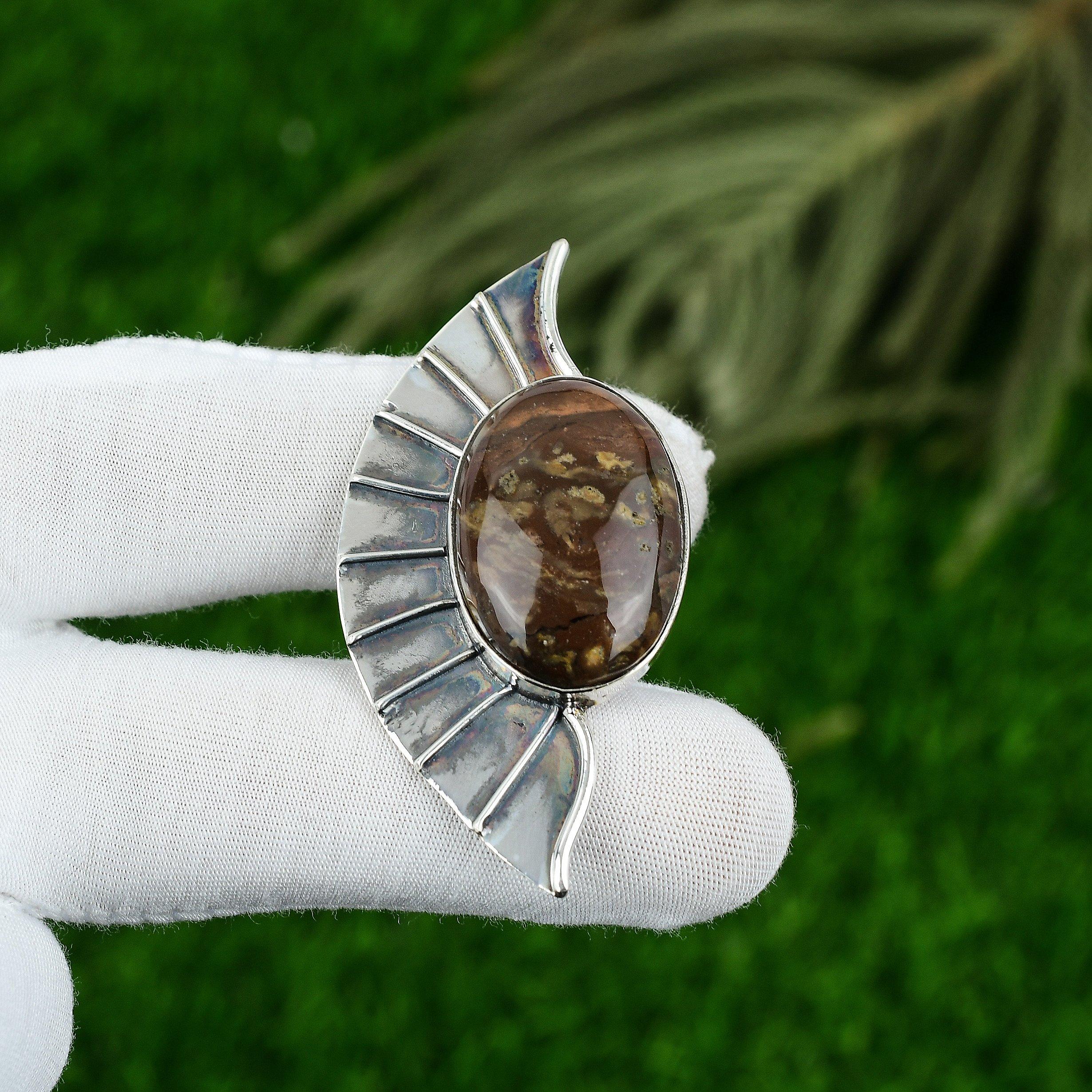 Daughters Day Sale 925 Silver Oval Natural Coconut Jasper Bezel Mother Pendant