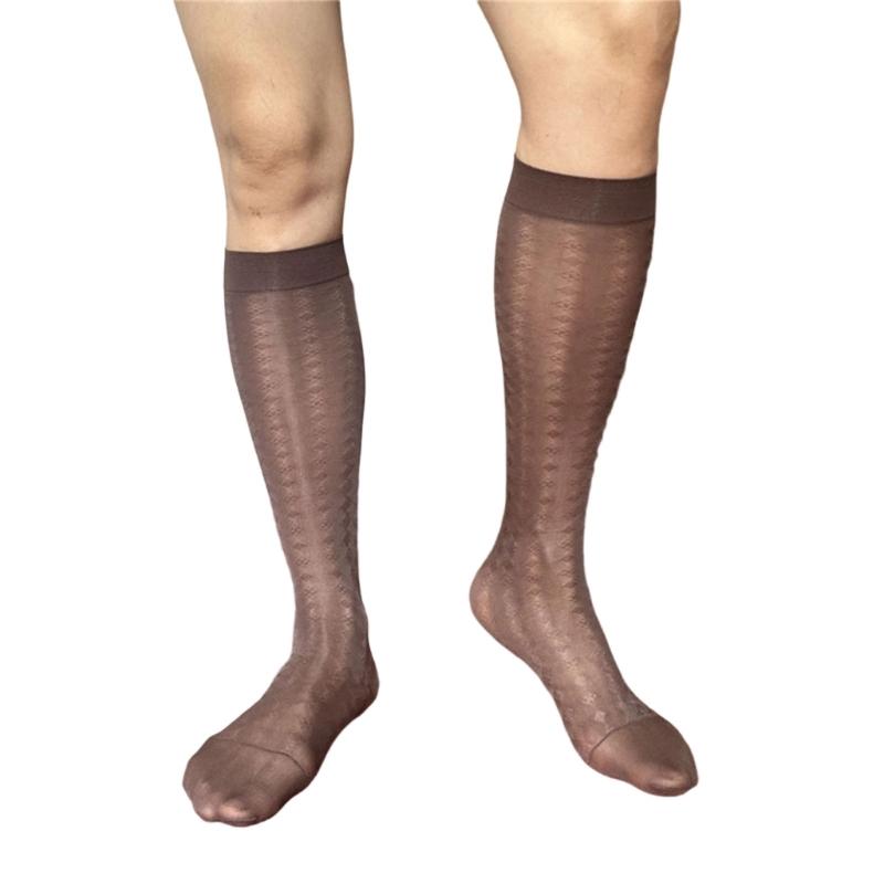 Men Thin Business Dress Socks Stretchy Nylon Sheer Knee Highs Dress Socks Over the Calf Dress Socks Sheer Casual Socks