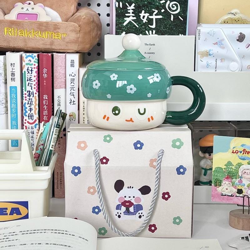 High Value Hat Mug Ins Cute Ceramic Water Cup with Lid Girl Couple Coffee Birthday Present