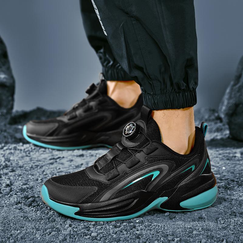 New Autumn Sports Casual Shoes, Breathable Mesh Men's Shoes, Rotating Buckle Anti-slip and Wear-resistant Running Shoes