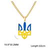 Edelstahl Ukraine Dreizack Halskette Blau Gelb Ukraine Flagge Anhänger Halskette Ukrainisches Nationales Symbol Tryzub Halskette