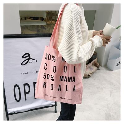 Alphabet Printed One-Shoulder Canvas Bag