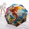 Dragon with Colorful Wings  pattern, automatic folding umbrella, portable and foldable design, 8 ribs, a Christmas or birthday gift.