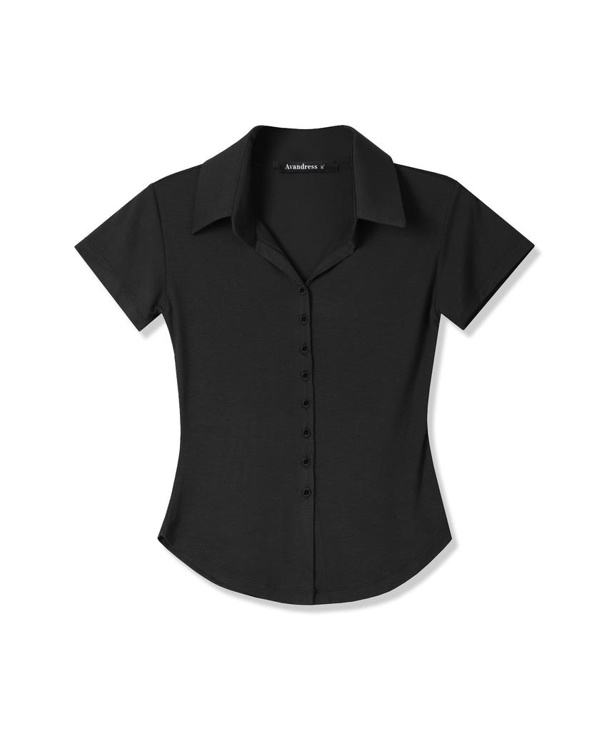 AVANDRESS Sopy Collar Short-Sleeve Black