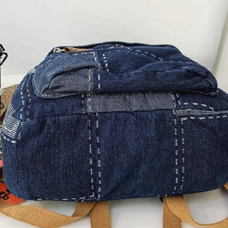 Student School Bag Denims Patched Backpack Girls Aesthetic Backpack Travel Bag Large Capacity Casual Daypacks
