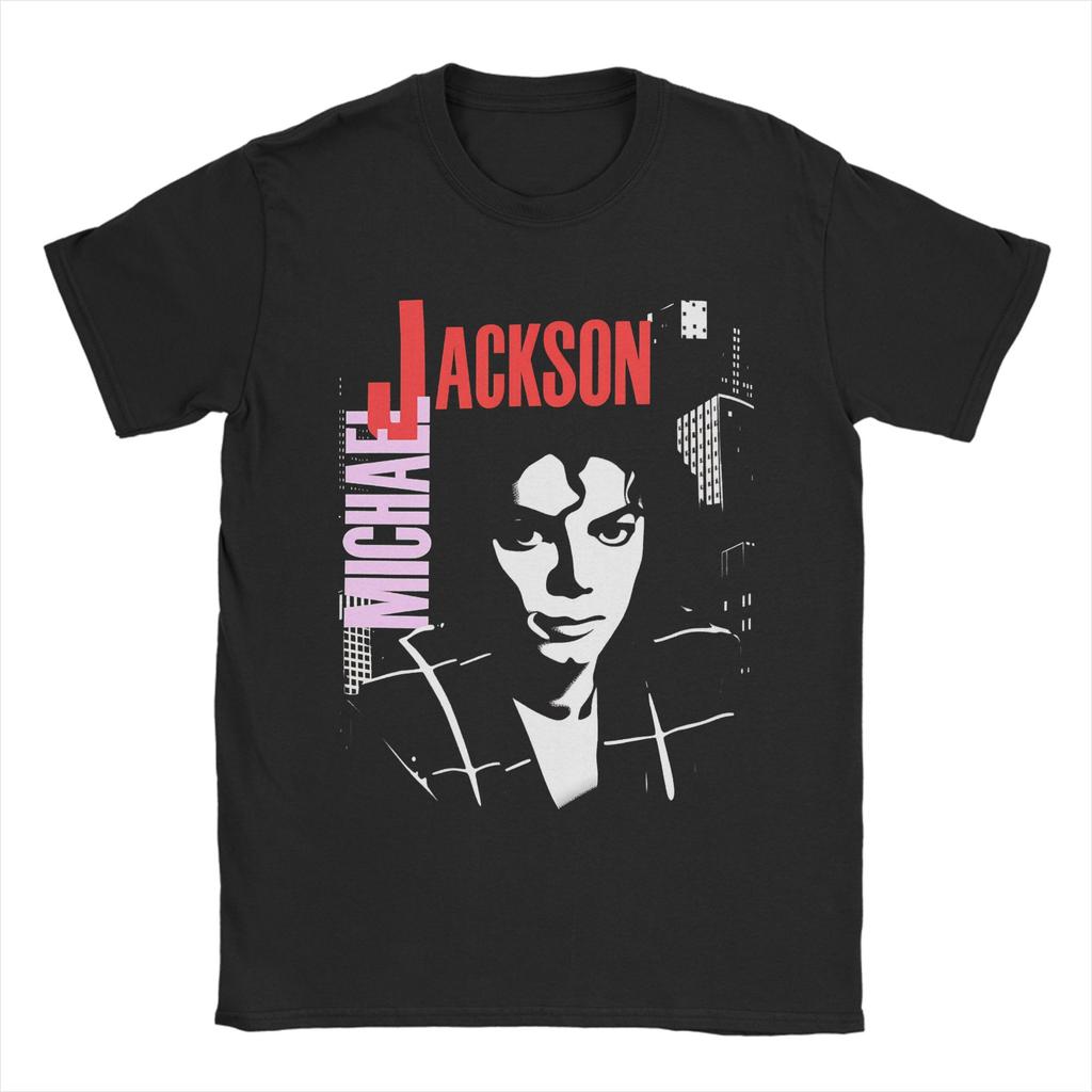 The King of Pop Michael Jackson Men T Shirts  Funny Tees Short Sleeve Crewneck TShirts 100 Cotton Plus Size Tops
