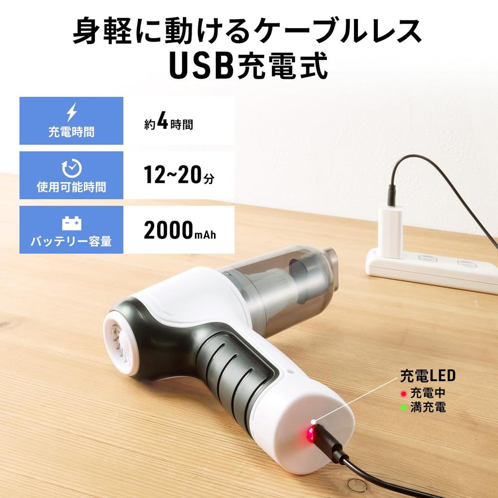 Sanwa Direct Electric Air Powerful 6 Nozzles 2 Airflow Handheld Vacuum Duster, Blowing/Suction, Rechargeable, Included, Settings, Cleaner, Compact,