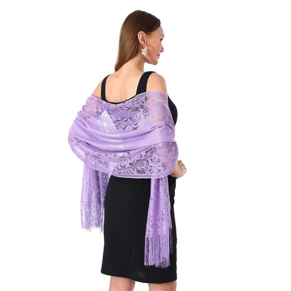Solid Color Lace Shawl Hollow Tulle Shawl Wedding Accessories Fashion Scarf Cosplay