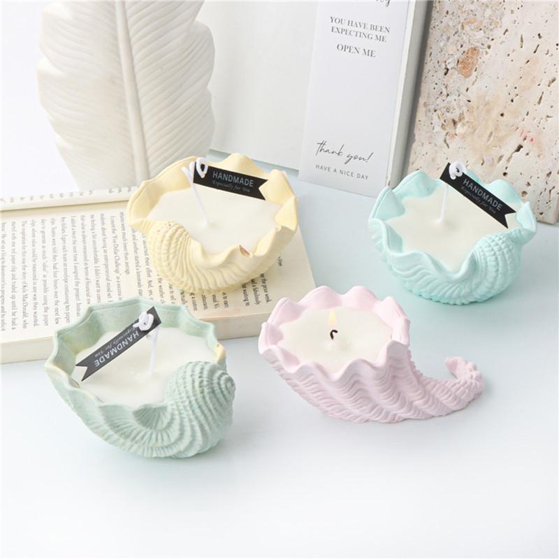 Conch Shaped Candle Jar Silicone Mold for DIY Handmade Plaster Cement Injection Mould Home Decoration Crafts