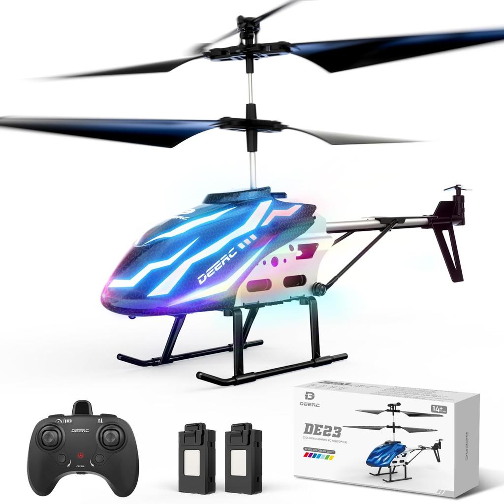DEERC RC Helicopter with Upgraded Indoor Toy for 2 Flight Altitude Emergency Gift for Boys and School Kindergarten Entrance Certified In Japan 7-Color