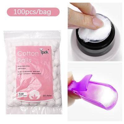 100 pièces/paquet Outil Nail Art Dissolvant pour ongles Boule de coton Dissolvant de polissage pour ongles Colle de photothérapie Colle pour vernis à ongles Boule de coton