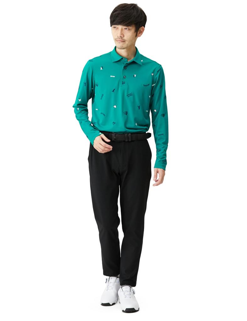 Koszulka polo z długim rękawem męska Ping Apparel (Space Master UV: Odprowadza wilgoć, szybko schnie, chroni przed promieniowaniem UV) / Golf / 621-4161103 130_Zielony LL