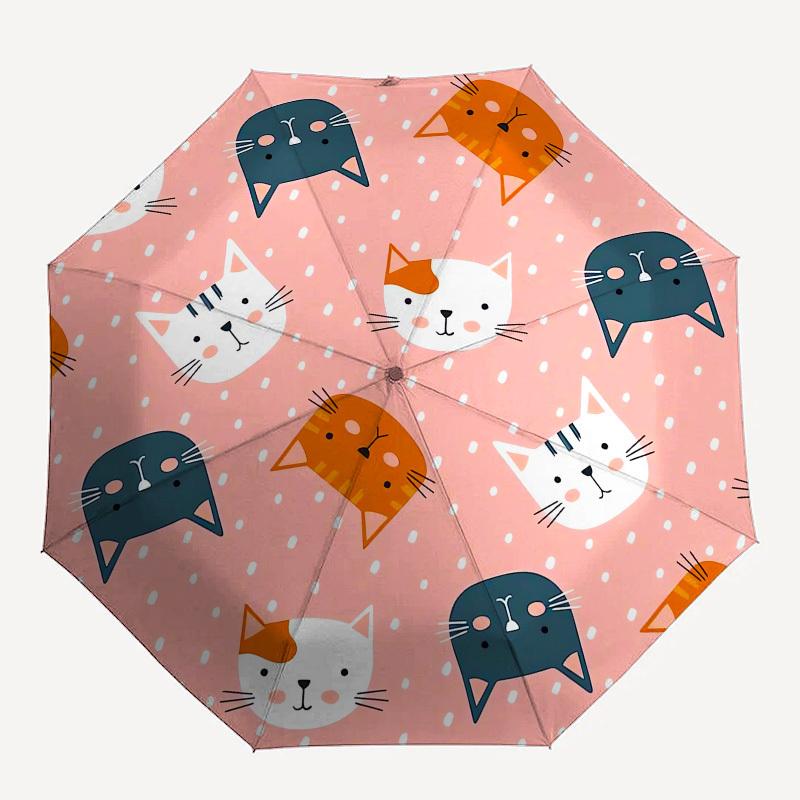 1pc Cute Cat Pattern Design Umbrella with Plastic Handle,Suitable for All Seasons UmbrellaPT569