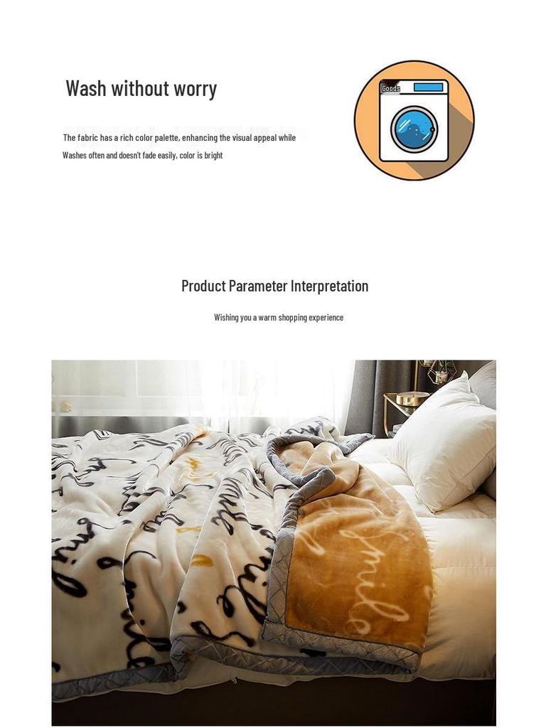 G5Z Thickened Raschel & Coral Flannel Winter Blanket for Dorms & Bedrooms