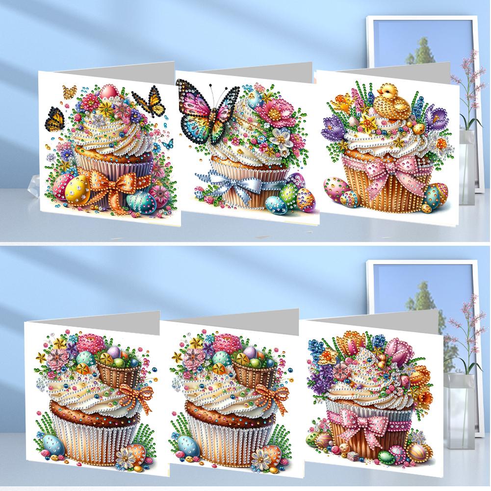 6Pcs Birthday Gnome Diamond Handmade Card Rhinestone Painting Card Kit Diamond Painting Greeting Card for Adults Beginners