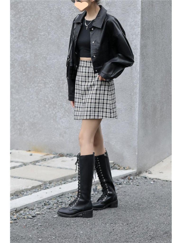 Women's Retro Loose-Fit Leather Motorcycle Jacket - Short Style 2025 for Spring & Autumn, Korean Version