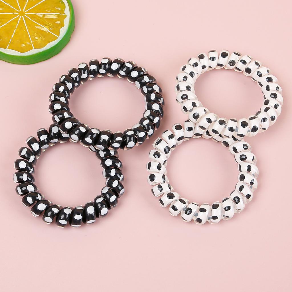 4/8pcs Black White Telephone Line Elasticity Rubber Band Elastic Dot Hair Rope For Kid Scrunchies Headbands Hair Accessories