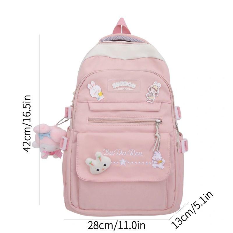 Fashion Schoolbag for Teenage Waterproof Nylon Girls Bagpack Cute Women Laptop Backpack Travel Bag Black Pink Bookbag