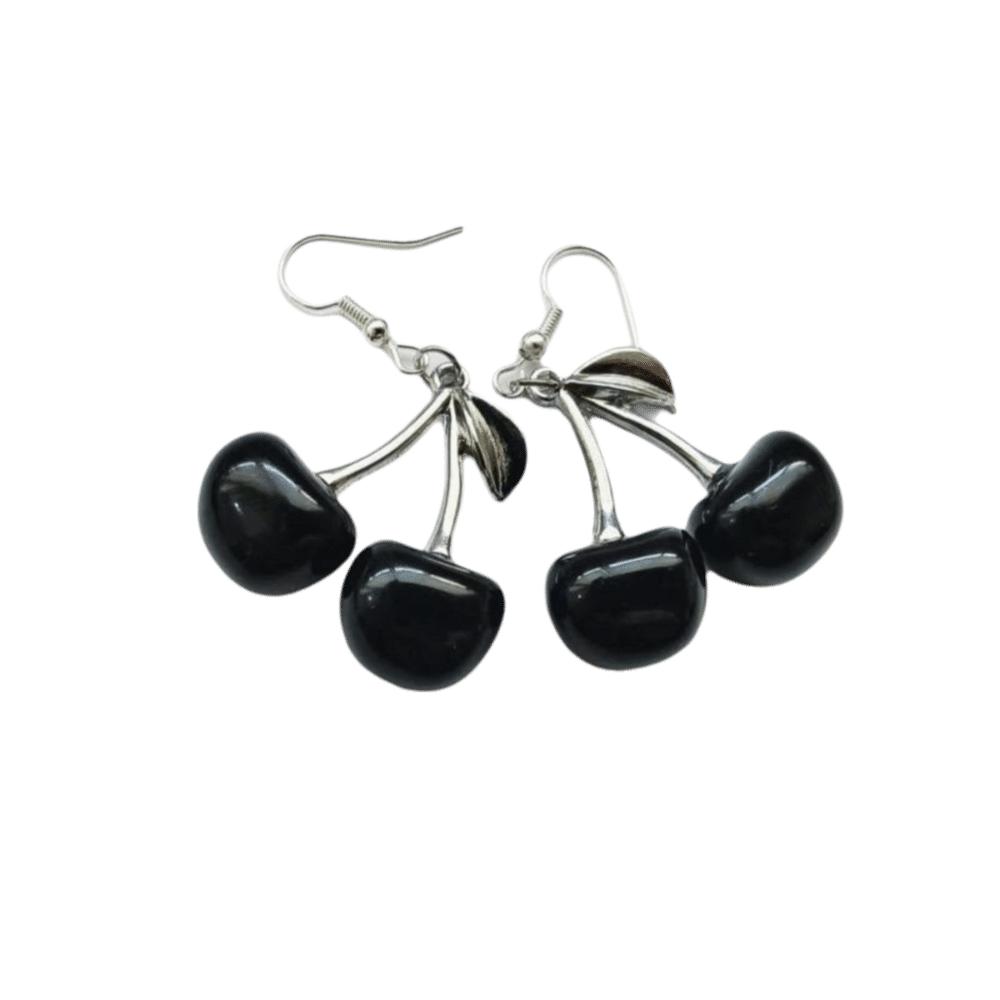 Elegant Exaggerate Cherry Earrings Resin Ear Jewelry Fruit Earrings Cute Dangle Earrings Party Jewelry чёрный