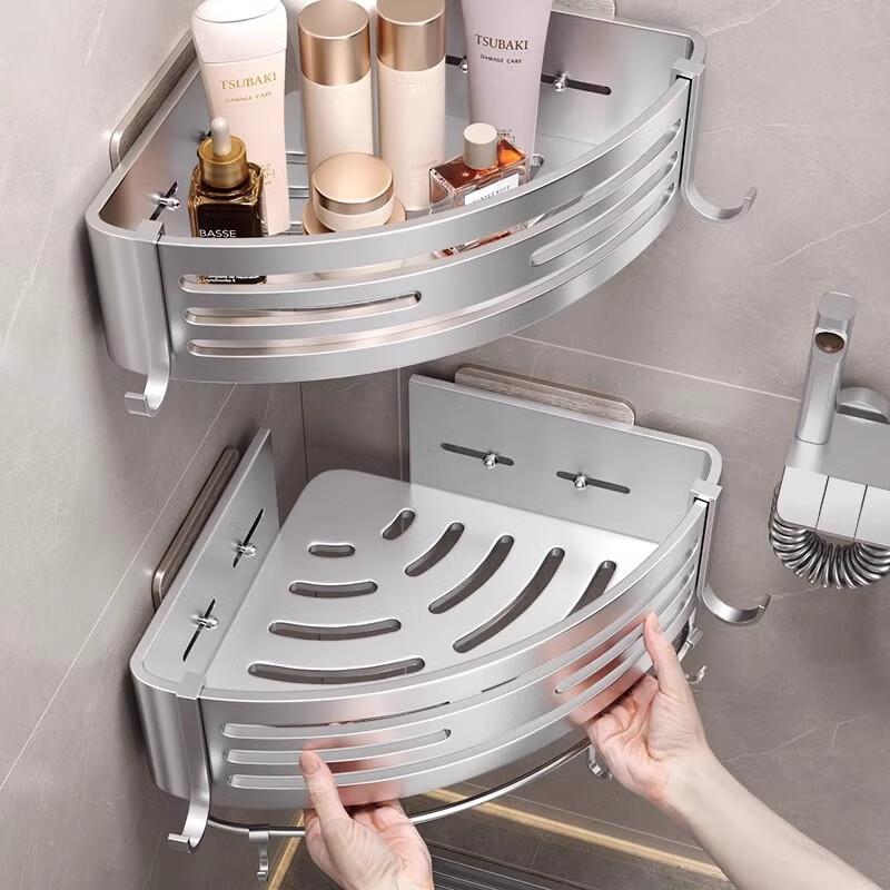 Baihan Bathroom Storage Rack, Triangle Shelf for Toilet And Washroom, No Drilling Required, Hanging Organizer, Washbasin Corner Shelf