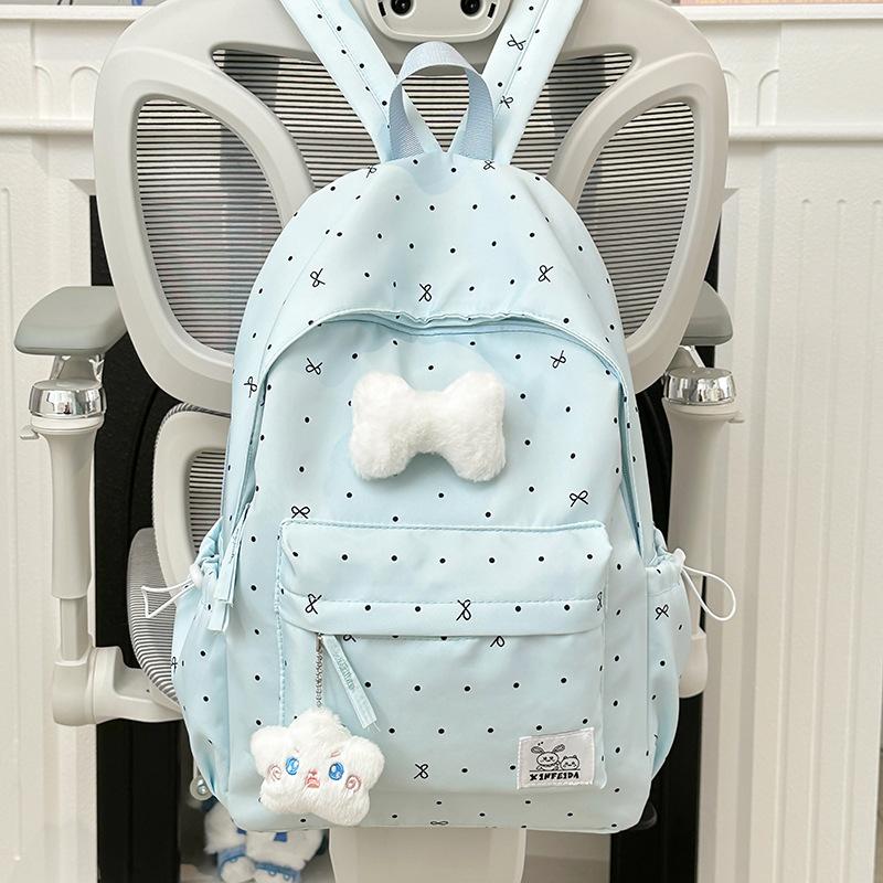 Schoolbag Schoolbag Junior High School Girls Girl Heart Atmosphere Polka Dot Bow Versatile High Value Female Student Backpack High School