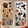 Fledermaus und Spinne Fensteraufkleber 9 Blatt Halloween Clings, Glückliche Kürbisse Hexe Geist Fledermäuse Schloss Gruselige Dekorationen Aufkleber, PVC Wasserdicht für