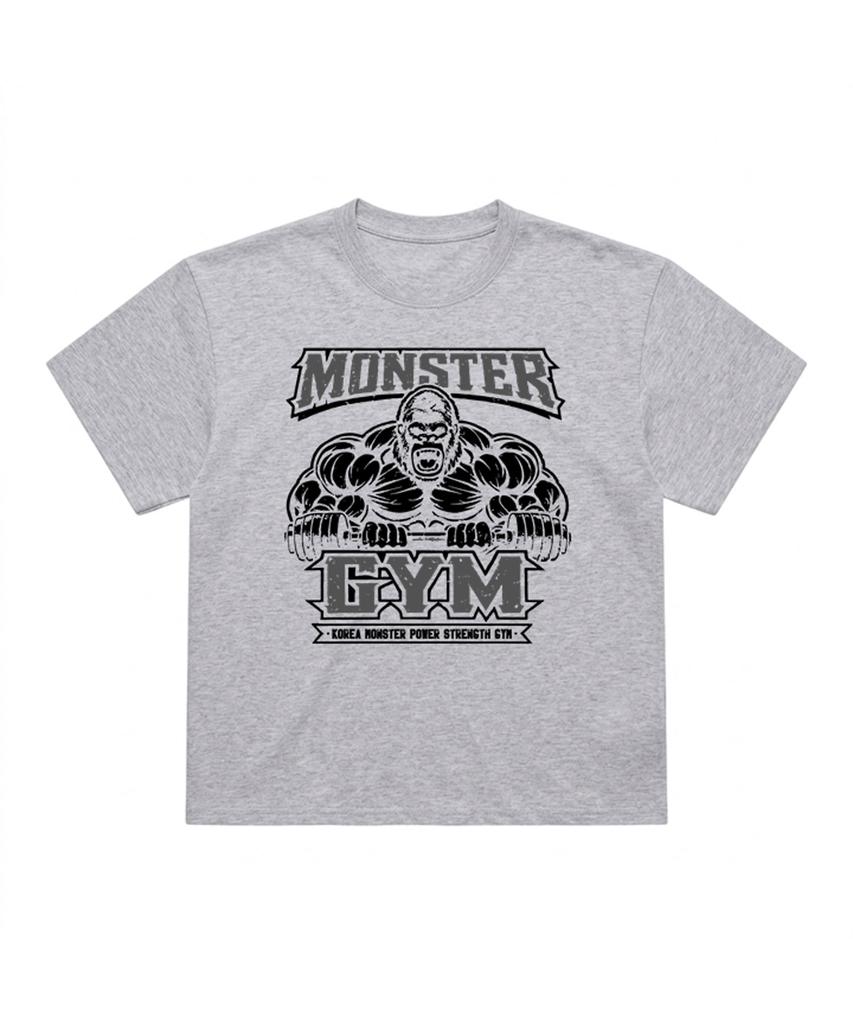 KOREAMONSTER Km23 Monster Power Strength Oversized Short Sleeve T-Shirt Melange Gray