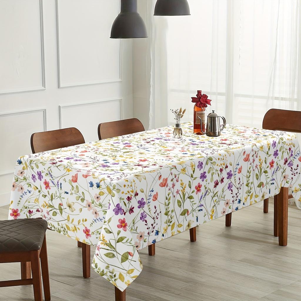 Vintage Floral Washable Tablecloth Soft Brushed Decorative Table Cover for Kitchen Dining Home Party Wedding Furniture Protection Home Decor