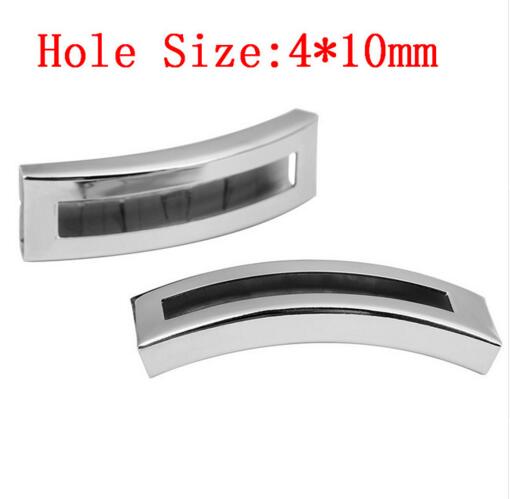 LOULEUR 5 Stück/Los Edelstahl Gebogene Röhren Perlenverbinder Passend für Flache Lederkordel Abstandshalter Röhren Perlenarmband Schmuckherstellung
