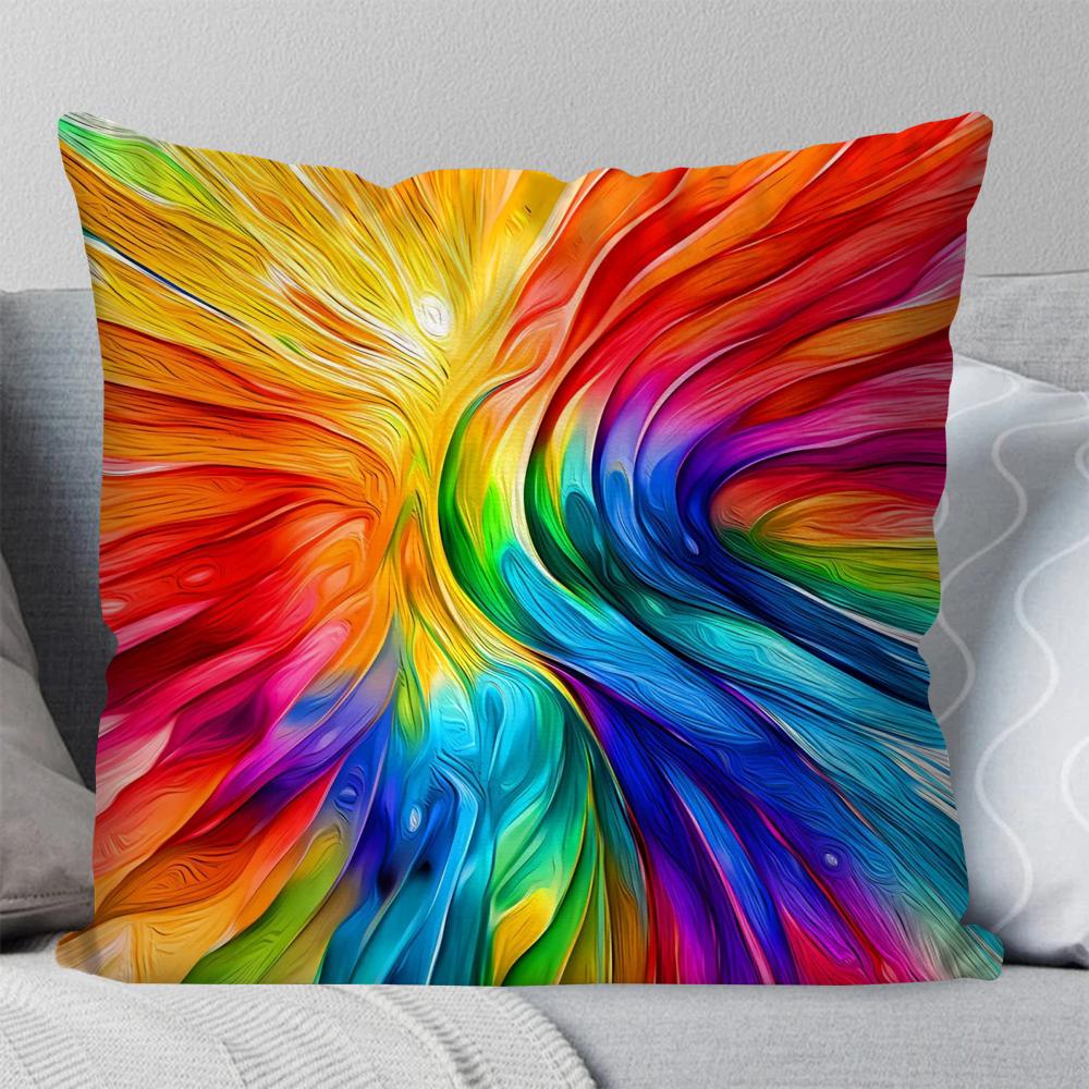 

1pc Rainbow Pillow Case Square Pillow Bedroom Sofa Leisure Comfort Cushion Car Living Room Home Decoration 40X40 16x16Inch