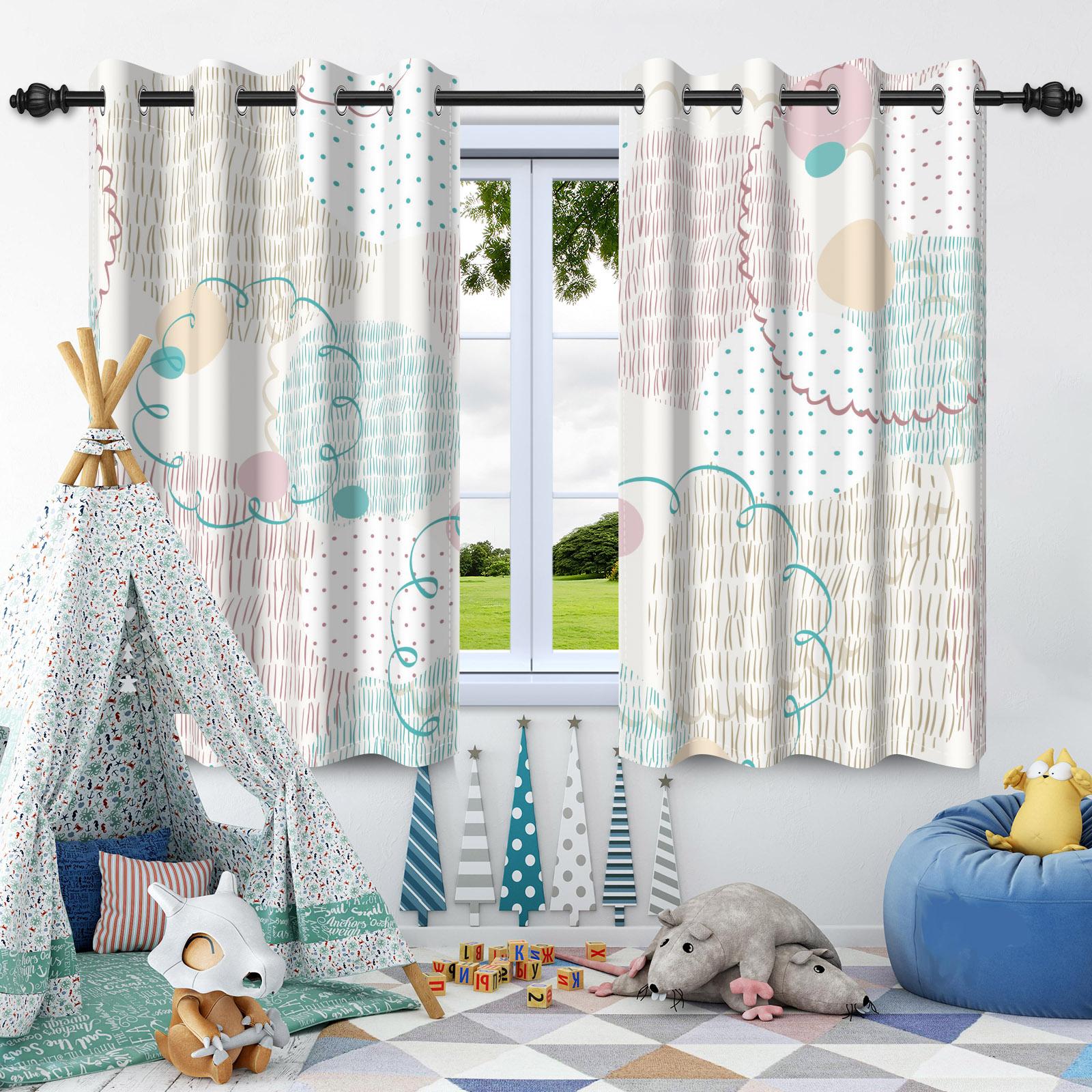 

2pcs Curtains Cute Pattern Children Bedroom Daily Home Living Room Apartment Window Decor Blackout Curtains Heat Insulation 50x120cm 2pcs