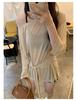 Korean Style Tie-Waist Long-Sleeved Off-Shoulder T-Shirt for Women - Autumn Edition