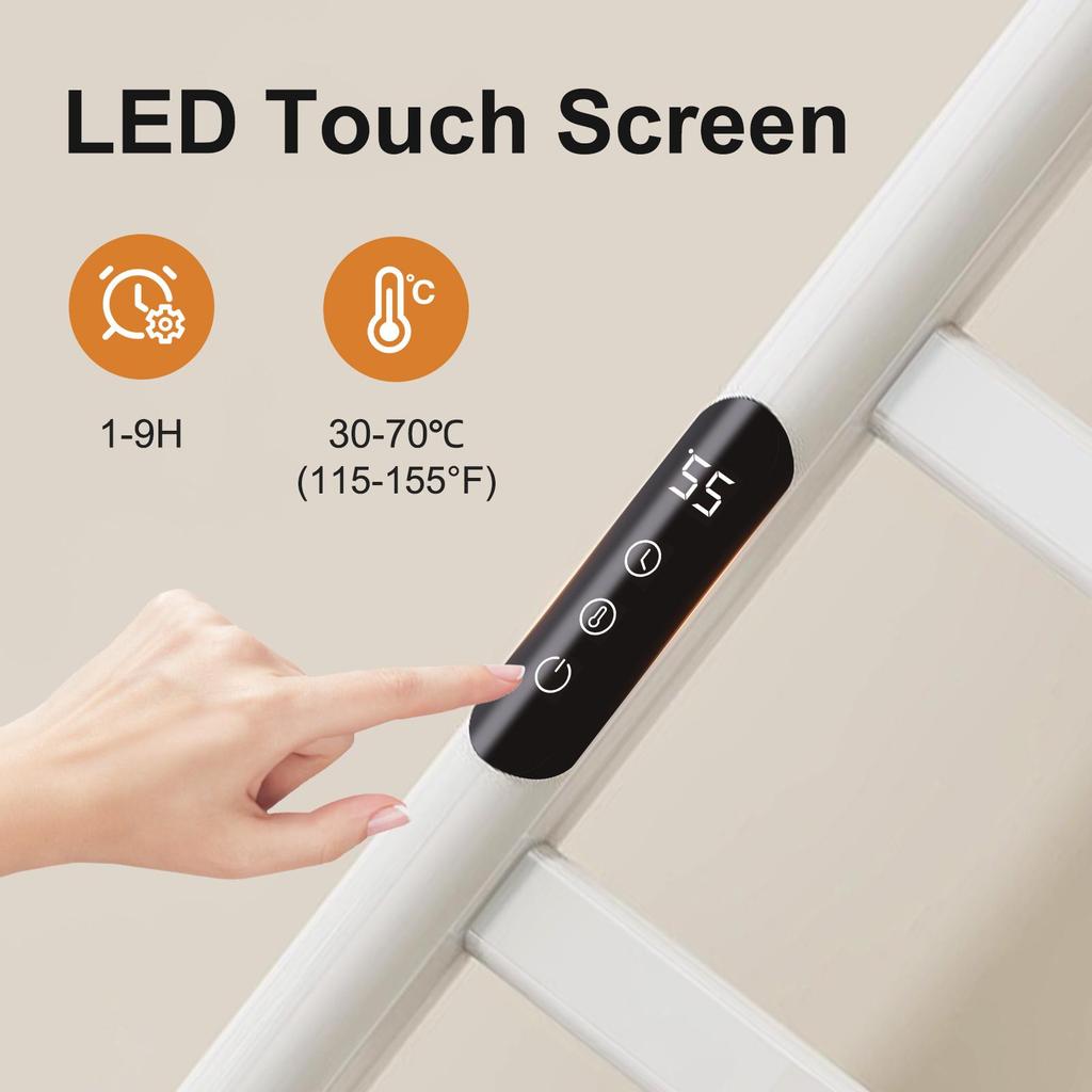 SIOYIE Electric Heated Towel Rack, Towel Warmer with Timer, Smart Bathroom Radiator, Wall-Mounted Heater, Towel Dryer