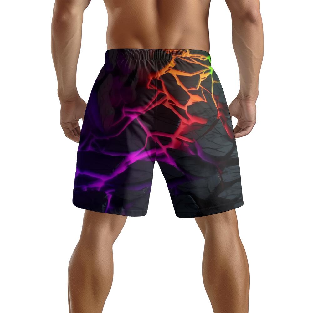 European And American Dark Natural Lightning Element Men'S Casual Shorts Beach Pants