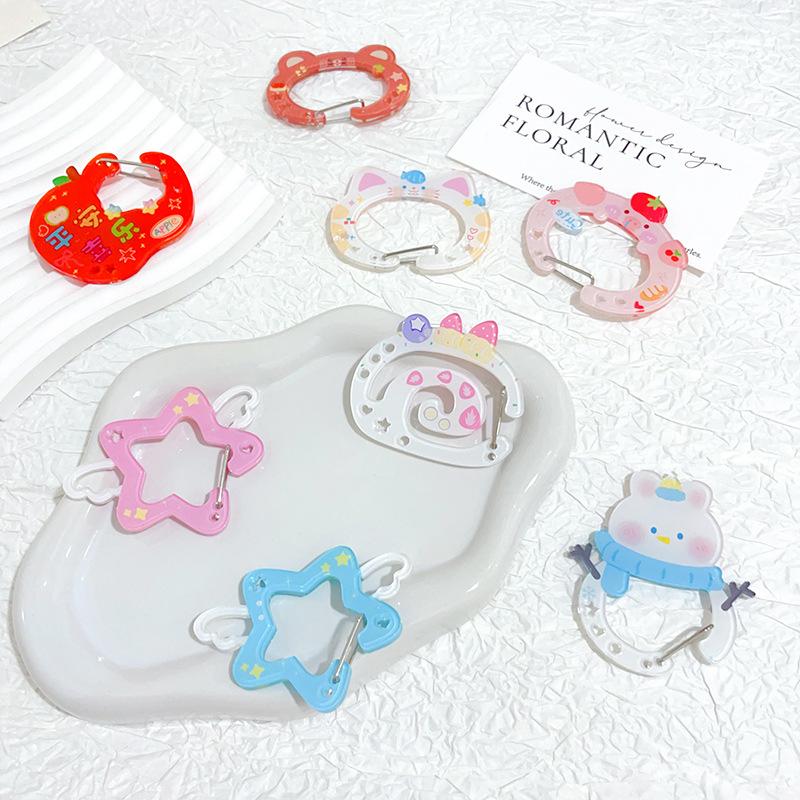 Kawaii Acrylic Irregular-Shaped Multi-Functional Carabiner Keychain – Japanese Cartoon Style Climbing Buckle