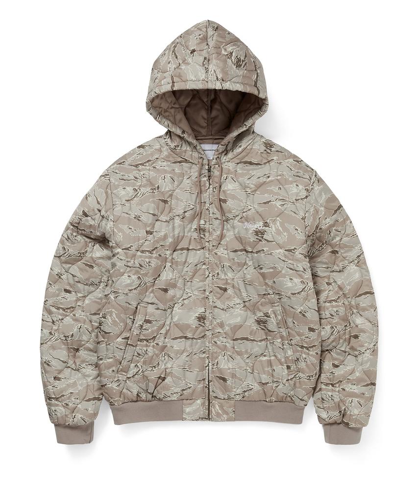 Thisisneverthat Quilted Hooded Jacket Beige