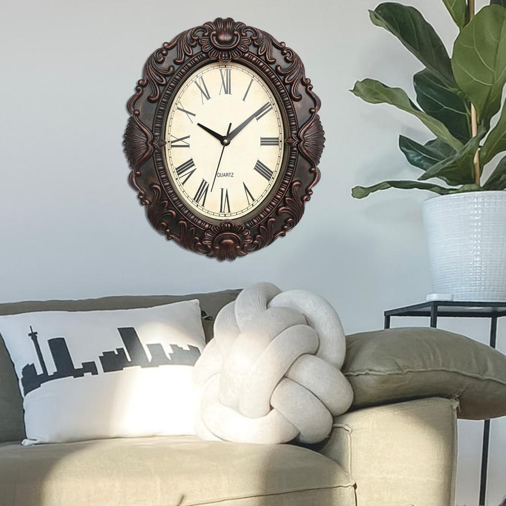 Spanish Style Retro Glass Quartz Clock,Home Living Quiet Silent,Simple Clock Mute Wall Clock,Living Room Clock Glass Wall Watch